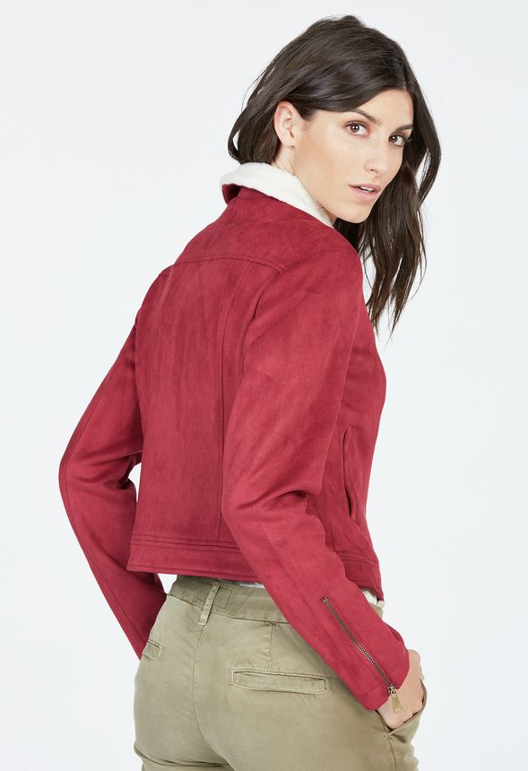 faux suede moto jacket