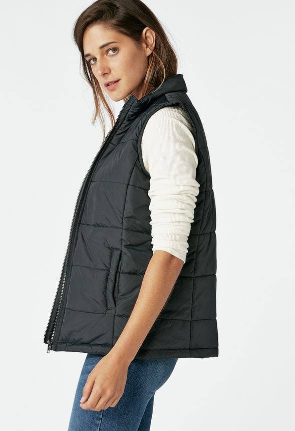 Tøj Nylon Quilted Vest i Sort - Shop fabelagtige deals hos JustFab