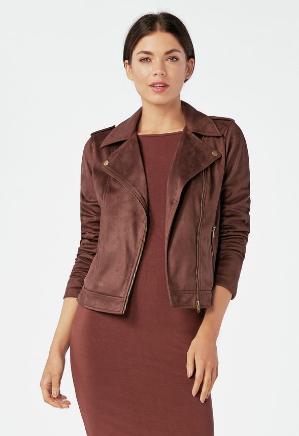 faux suede moto jacket