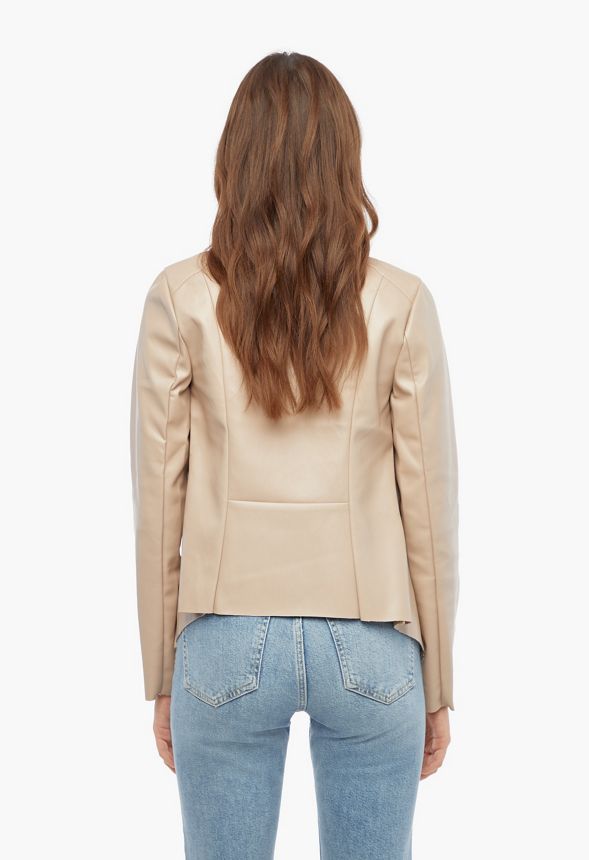 Drape Front Jacket Clothing in Taupe - Get great deals at JustFab