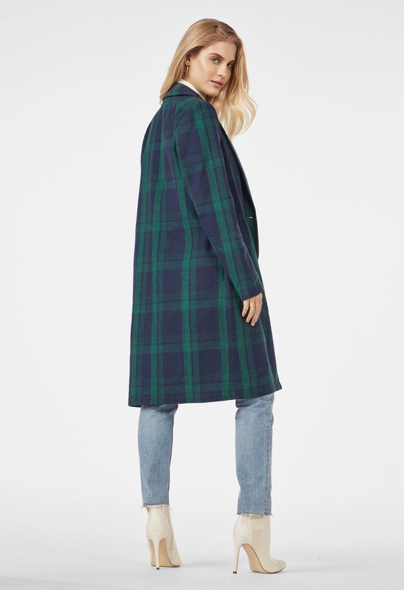 Plaid Robe Coat Clothing in BLUE/ GREEN - Get great deals at JustFab