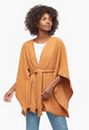 Faux Leather Trim Cape Coat