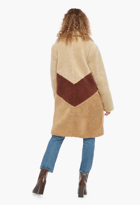 Colourblocked Teddy Coat