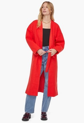Wrap Front Double Knit Dressing Gown Coat