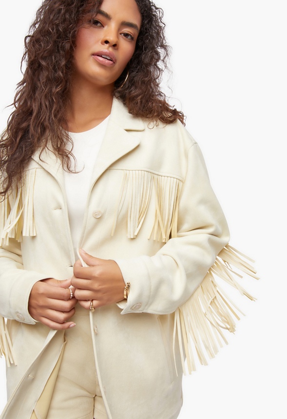 Fringe Suede Jacket Clothing in BONE WHITE Get great deals at