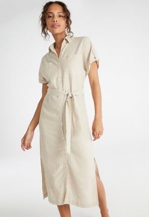 Linen Midi Shirt Dress