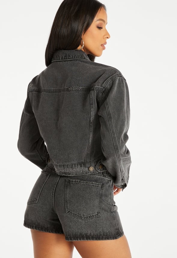 Zip Cropped Denim Jacket