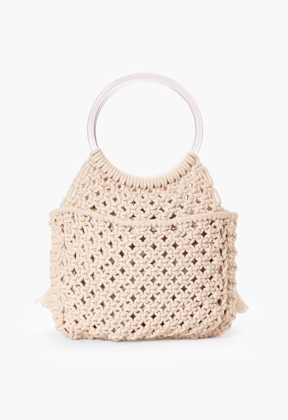 The Beach People Macrame Clutch Bags in Ivory Get great deals at