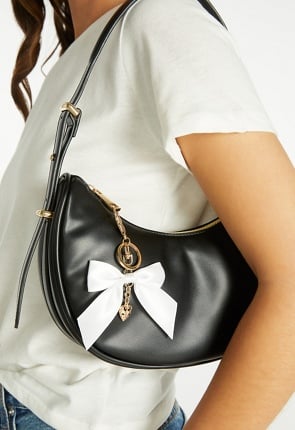 Pria Glass Pearl And Fabric Bow Bag Charm