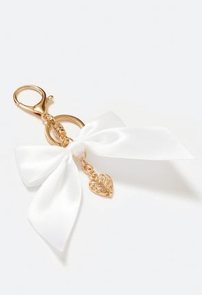 Pria Glass Pearl And Fabric Bow Bag Charm