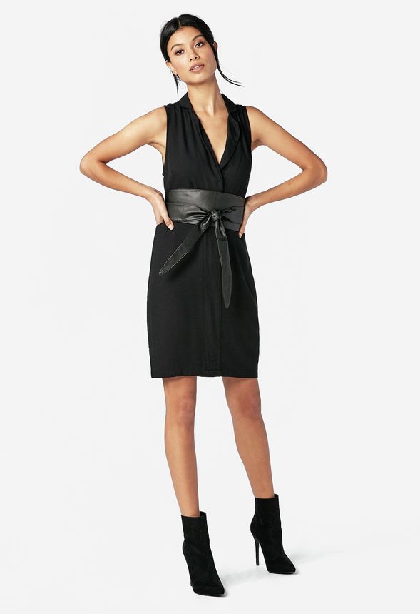 Belted tuxedo clearance dress