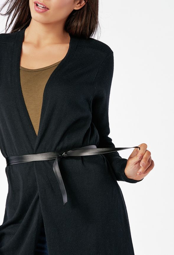 Longline Cardigan With Belt Clothing in Black Get great deals at JustFab