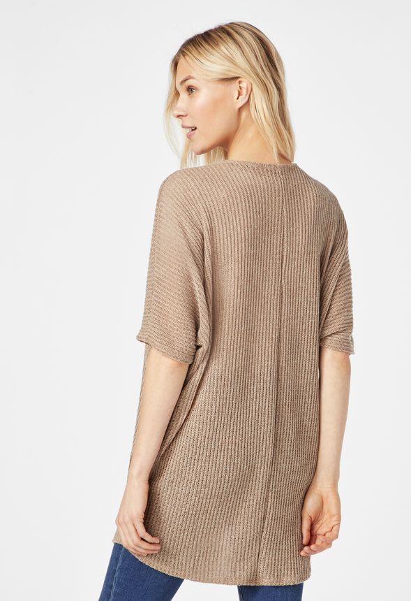 Tan short sleeve top cardigan