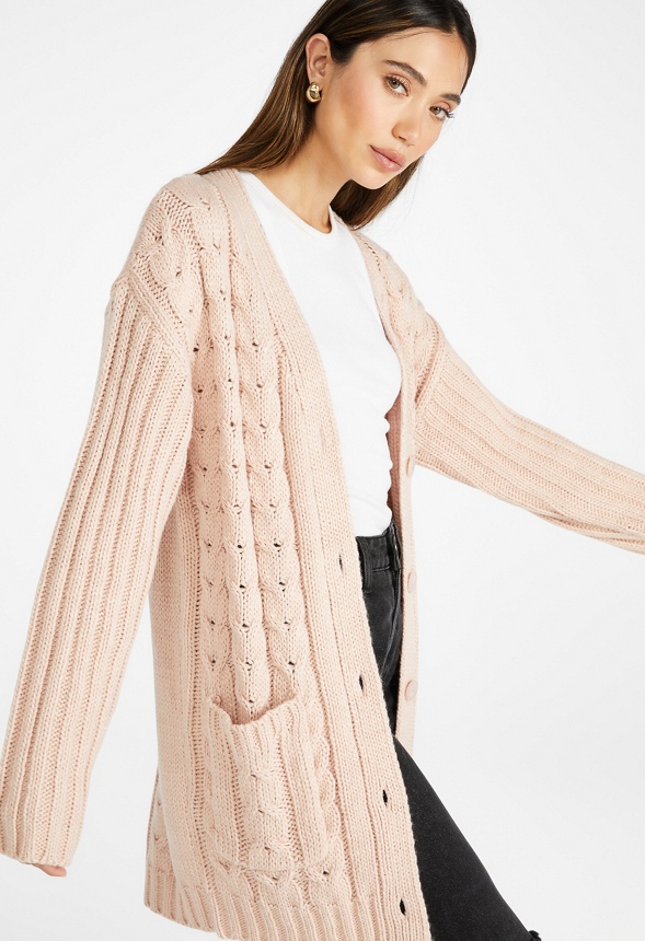 Textured Boyfriend Cardigan Clothing in ROSE SMOKE Get great deals at