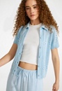 Crochet Short Sleeve Button Up Shirt
