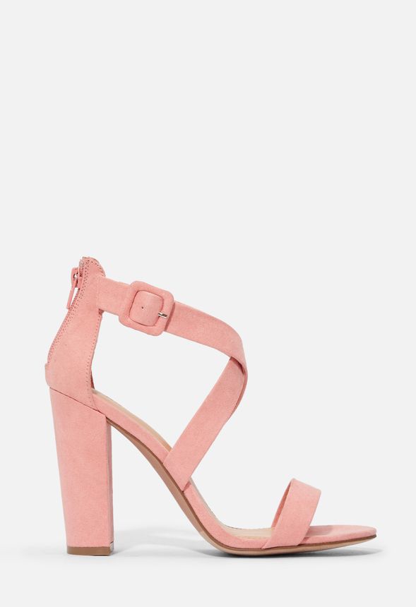 Jennifer Strappy Block Heel Shoes in Peach - Get great deals at JustFab