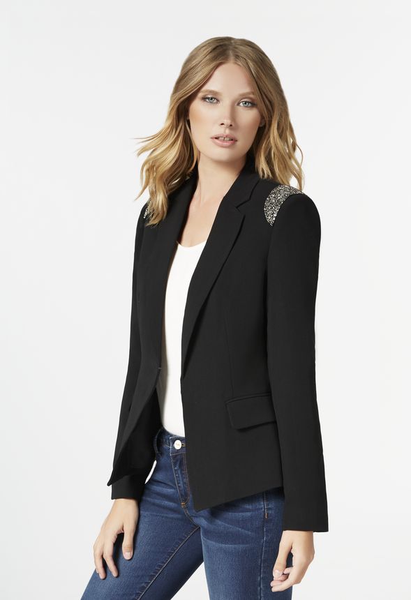 Embellished Blazer Clothing in Black - Get great deals at JustFab