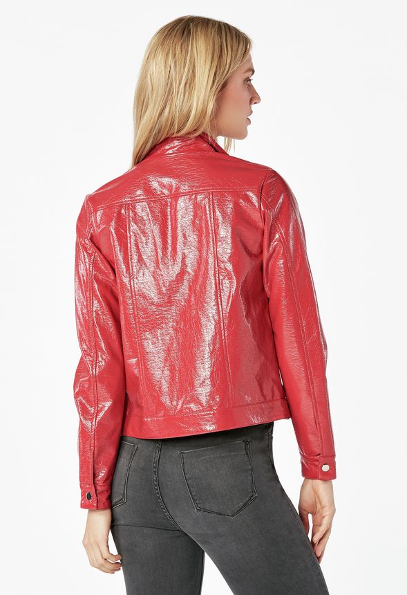 Pink patent leather jacket hotsell