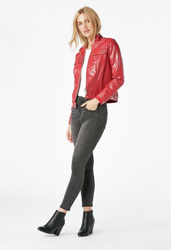 Patent leather 2025 moto jacket