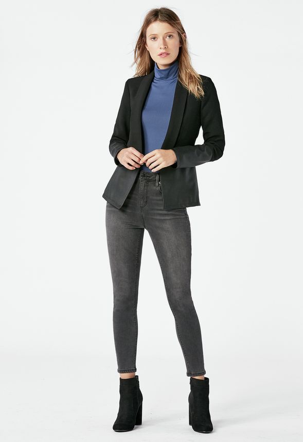 Mixed Fabric Blazer Clothing in Black - Get great deals at JustFab