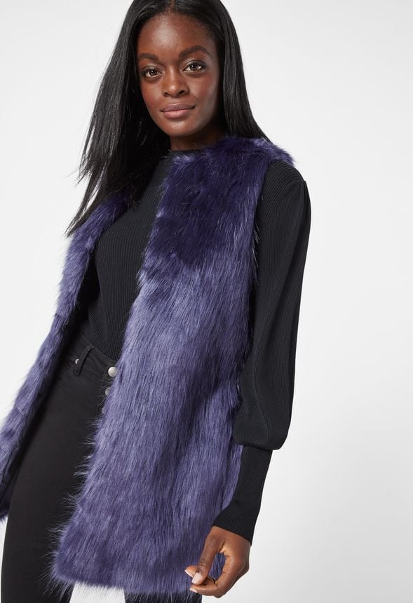 Long faux shop fur vest womens