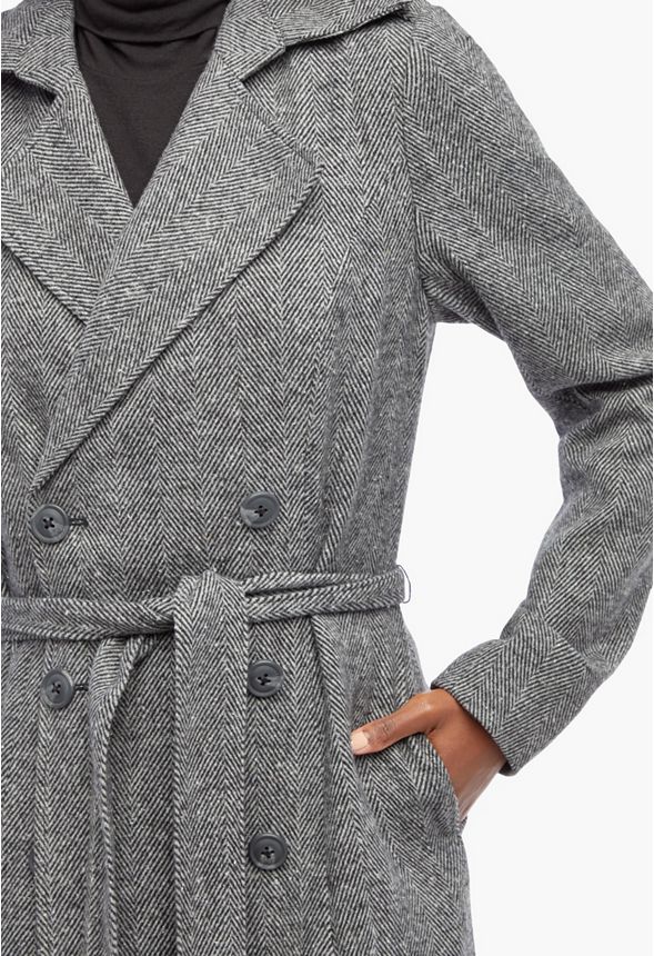 Faux Wool Trench Coat