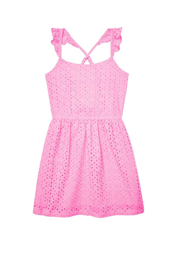 Eyelet Flutter Strap Dress