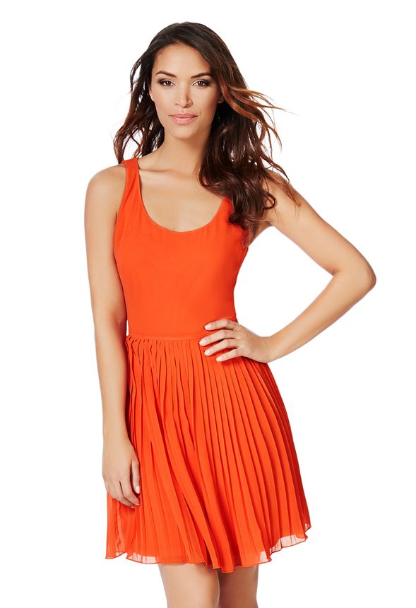 Pleated Dress Clothing in Coral - Get great deals at JustFab