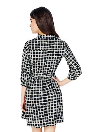 3/4 Sleeve Half Placket Shirt Dress