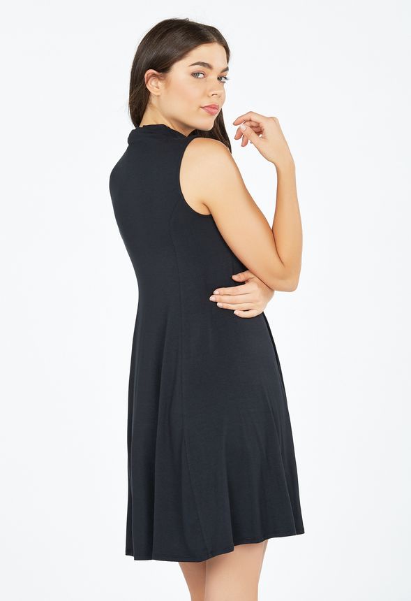 Mock Neck Trapeze Dress