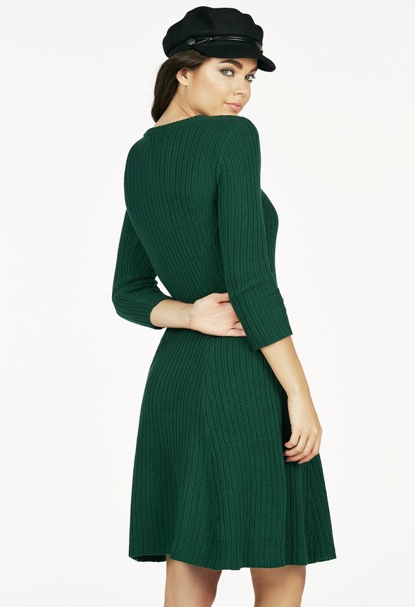 Rib Fit And Flare Sweater Dress Clothing in Rib Fit And Flare Sweater ...