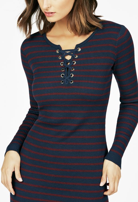 Lace up front sweater dress hotsell