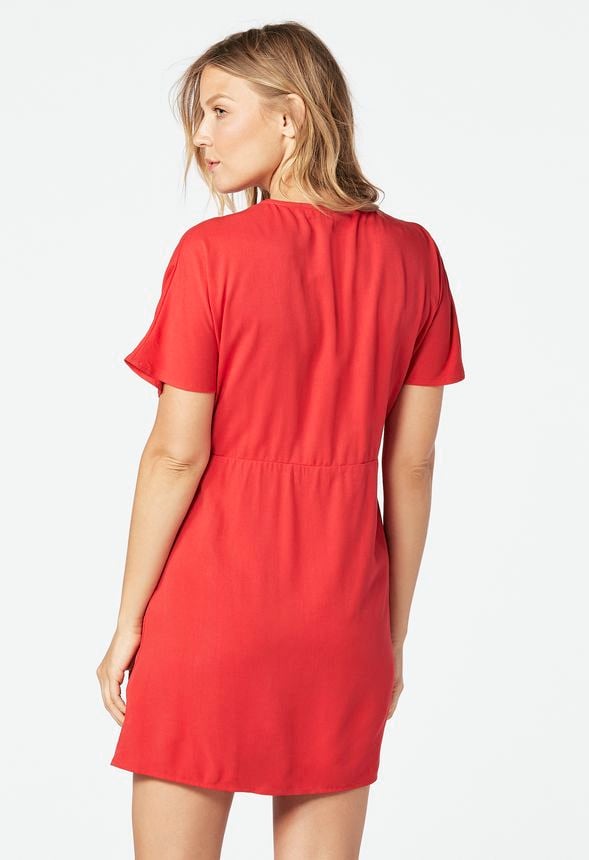 Lace-Up Shift Dress Clothing in CAYENNE RED - Get great deals at JustFab