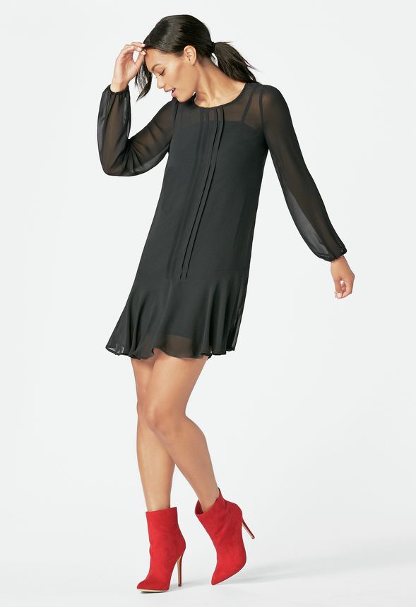 Drop Waist Chiffon Dress Clothing In Black Get Great Deals At Justfab 3961