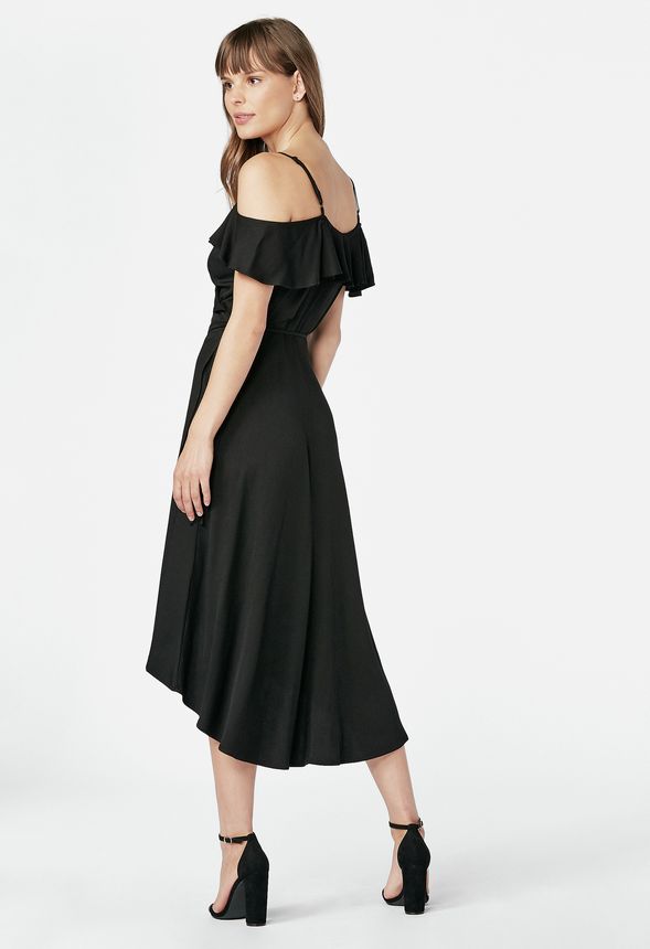 Black off the shoulder wrap cheap dress