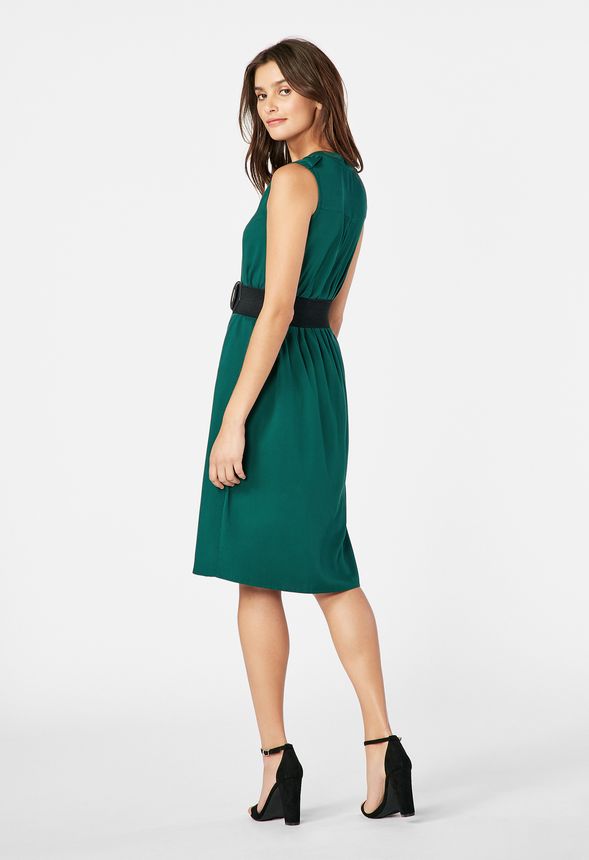 Sleeveless Shirt Dress Clothing in WINTER GREEN Get great deals at JustFab