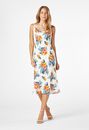 Drape Front Printed Midi Dress