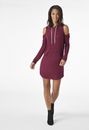 Cold Shoulder Hooded Sweatshirt Dress