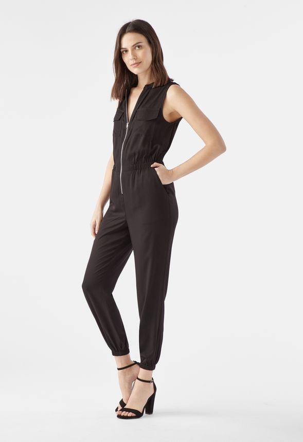 Sleeveless Zip Front Jumpsuit Clothing in Sleeveless Zip Front Jumpsuit Get great deals at JustFab