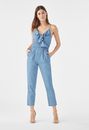 Chambray Ruffle Crop Jumpsuit