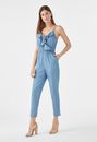 Chambray Ruffle Crop Jumpsuit