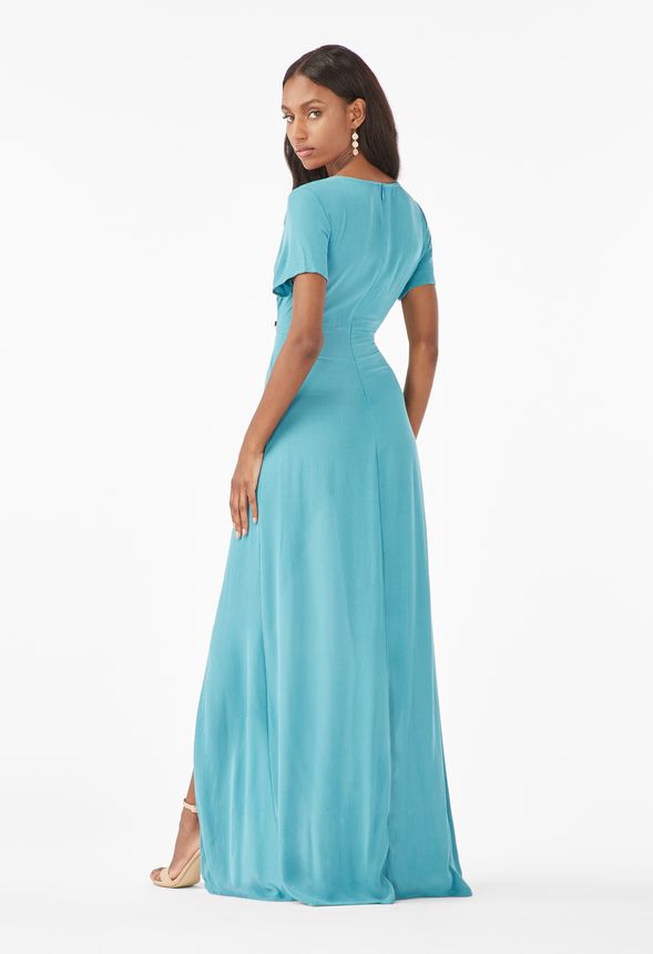 Short Sleeve Knot Front Maxi