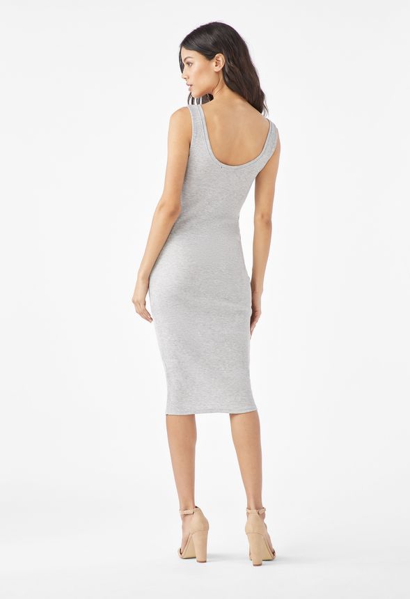 backless ribbed knit midi dress