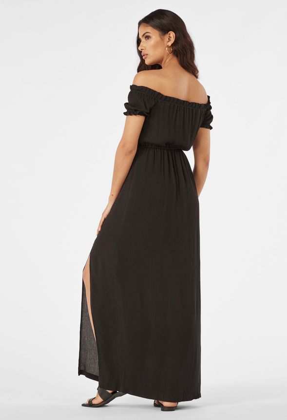 Off Shoulder Maxi Dress Clothing in Black Get great deals at JustFab