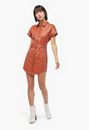 Button Up Faux Leather Shirt Dress
