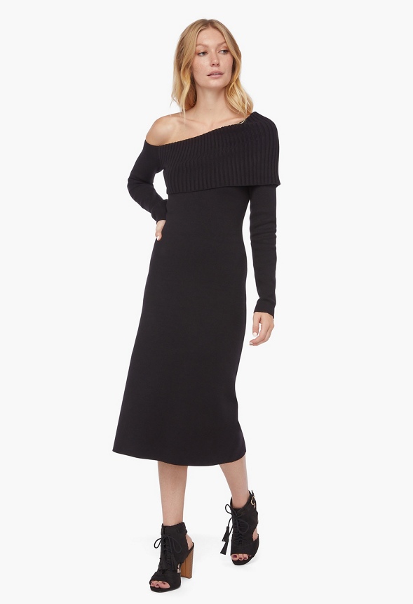 Asymmetrisches Midi Pullover-Kleid