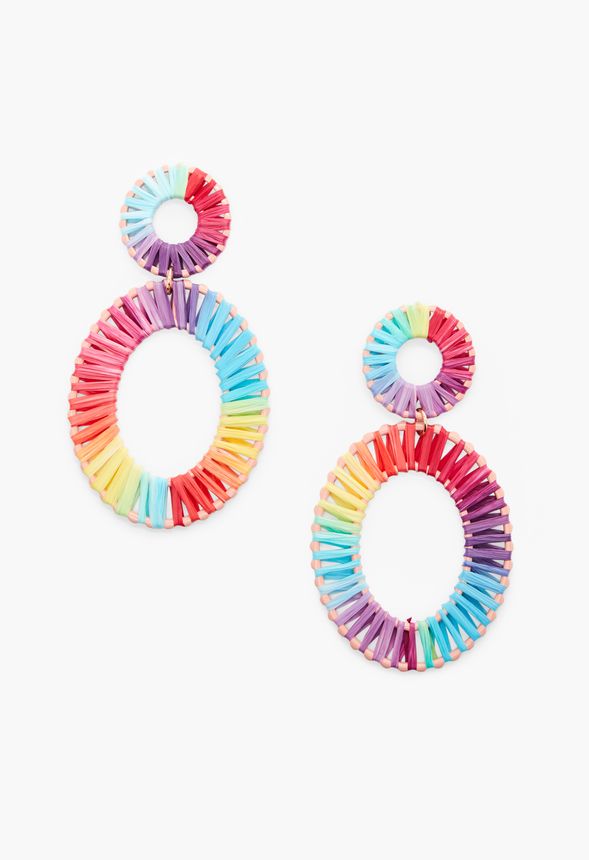 Rainbow Straw Earrings Accessories in Multi - Get great deals at JustFab