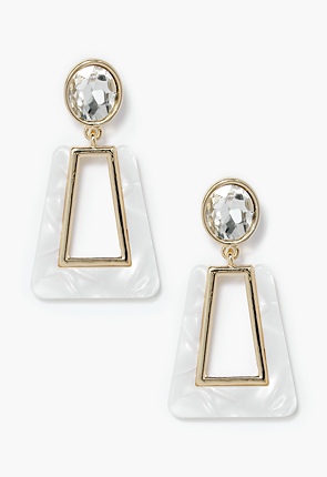 Jolie Crystal Glass Stone With Resin And Metal Drop Earrings