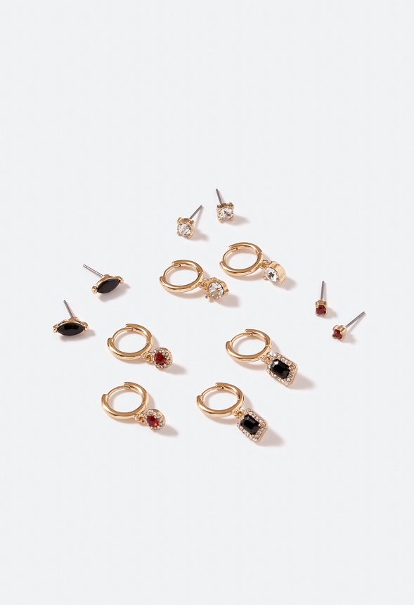 6-Pair Pack Gwen Glass Stones Mix Earrings