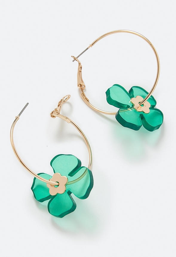 Giana Saint Patricks Green Charm Hoop Earrings 